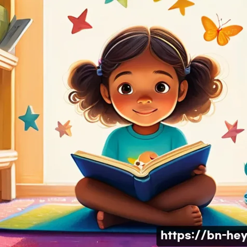 헤이지니의 그림책 출판 - A vibrant illustration depicting a young child, approximately 5 years old, wearing comfortable and m...