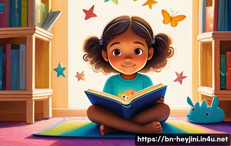 헤이지니의 그림책 출판 - A vibrant illustration depicting a young child, approximately 5 years old, wearing comfortable and m...